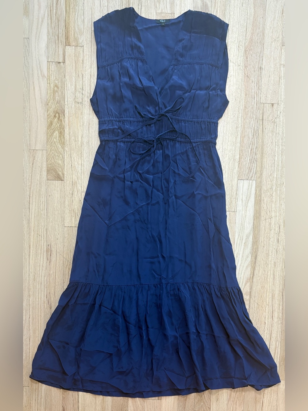 Rails Aletta Dress Admiral Navy Blue Tie Waist V Neck Sleeveless Midi Small S - Picture 6 of 11